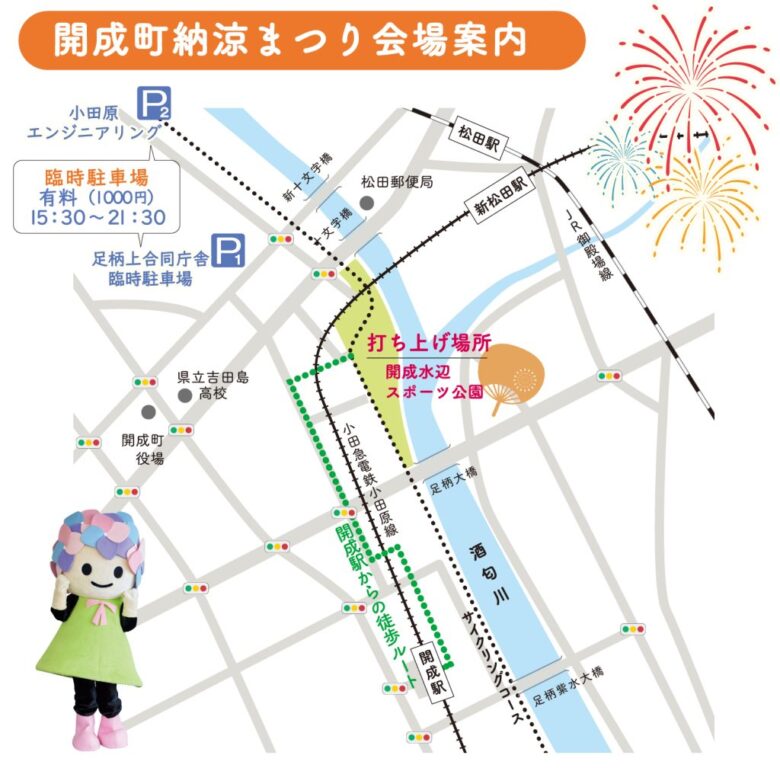 開成町納涼まつり臨時駐車場マップ