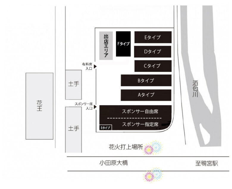 小田原酒匂川花火大会有料席配置図