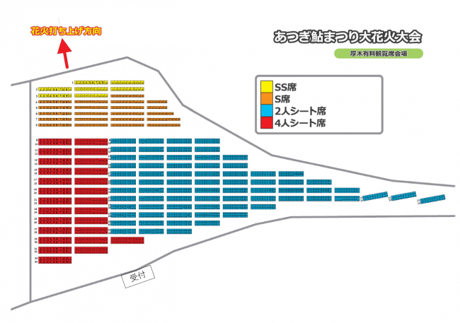 あつぎ鮎まつり大花火大会・厚木側の有料観覧席の図