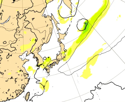 ECMWF(ヨーロッパ)による台風の位置と風の強さ