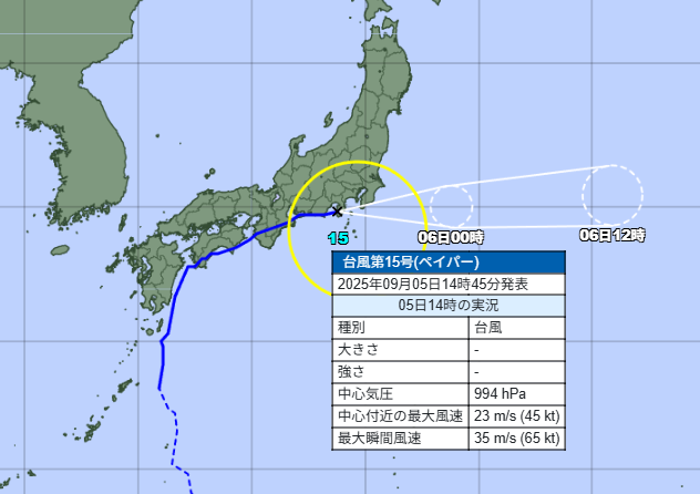 気象庁による台風の現在地