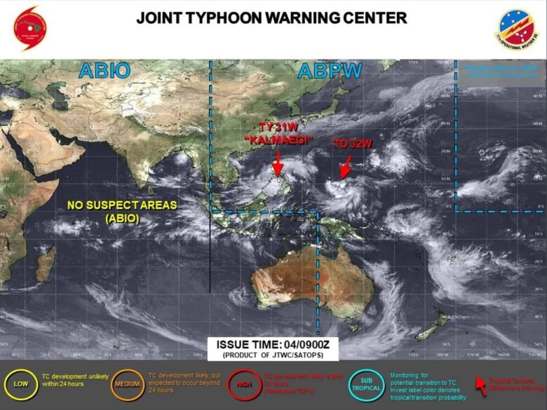 台風たまご2025JTWC(米軍)による現在地